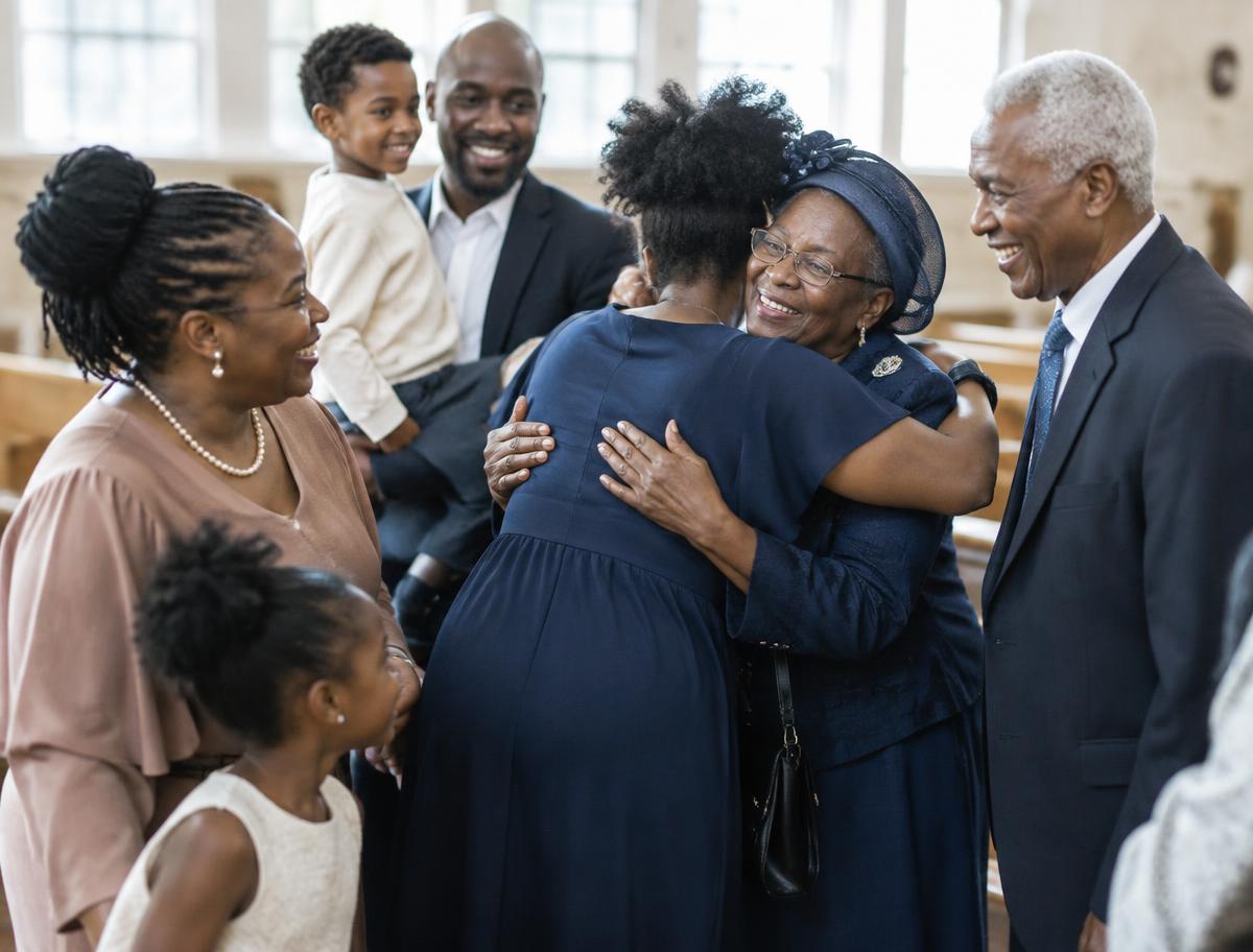 Three generations of a church family sharing time together